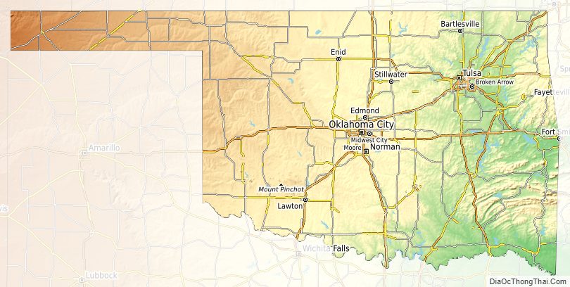 Topographic map of Oklahoma v1