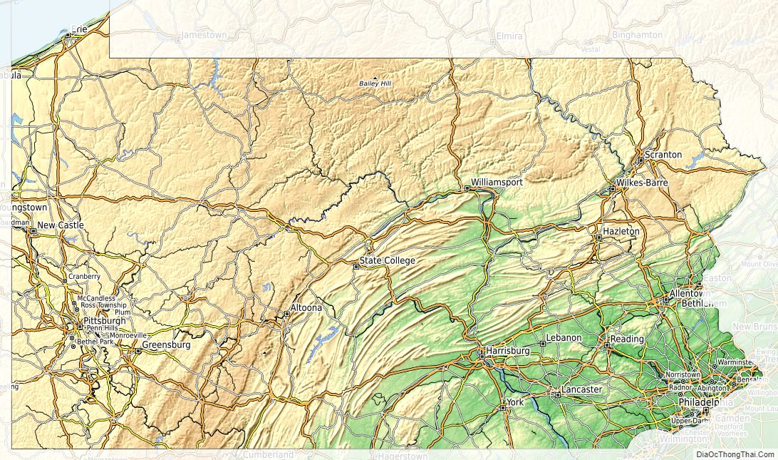 Topographic map of Pennsylvania v1