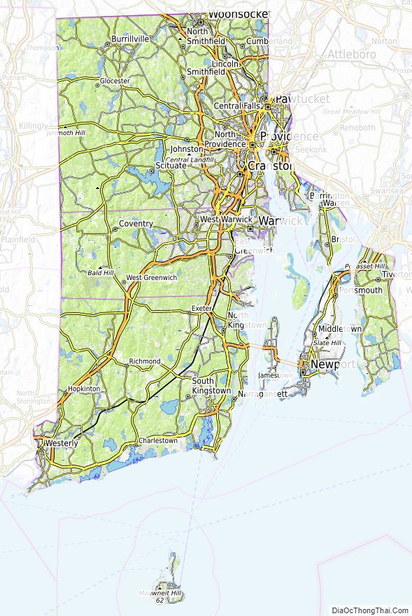 Topographic map of Rhode Island v1