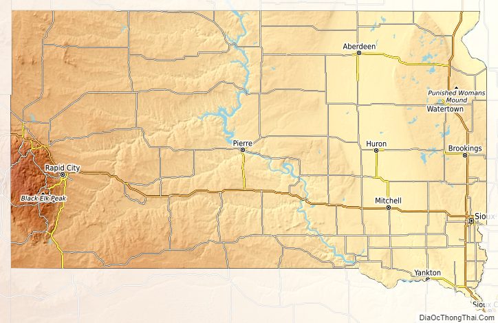 Topographic map of South Dakota v1