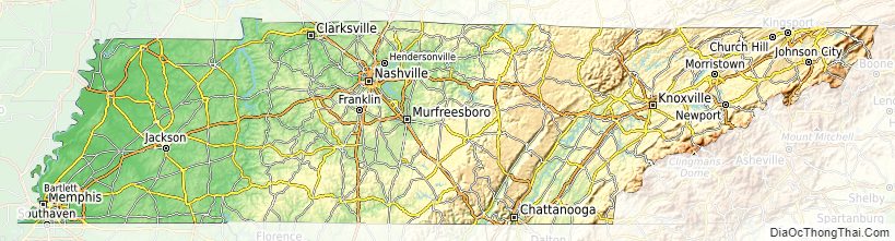 Topographic map of Tennessee v1