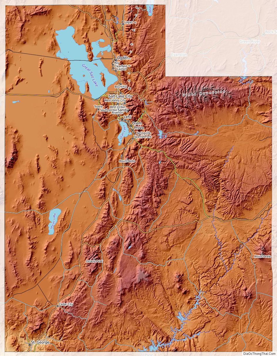 Topographic map of Utah v1