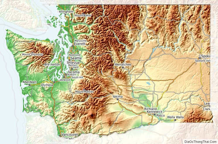 Topographic map of Washington v1