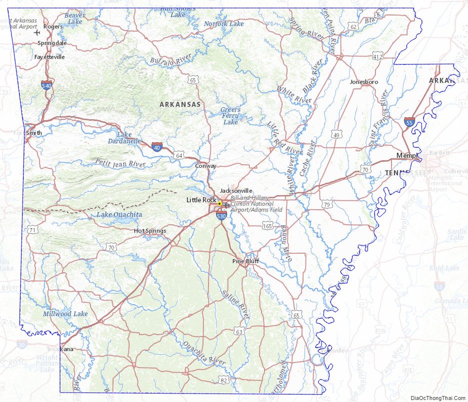 Topographic map of Arkansas v2