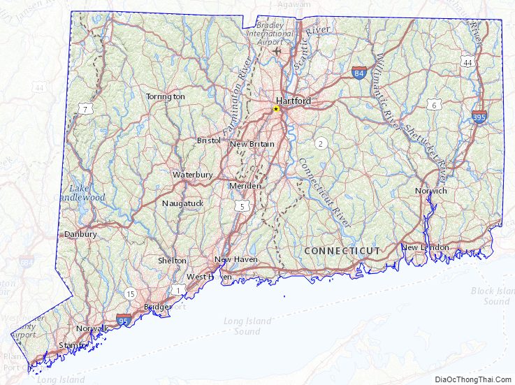 Topographic map of Connecticut v2