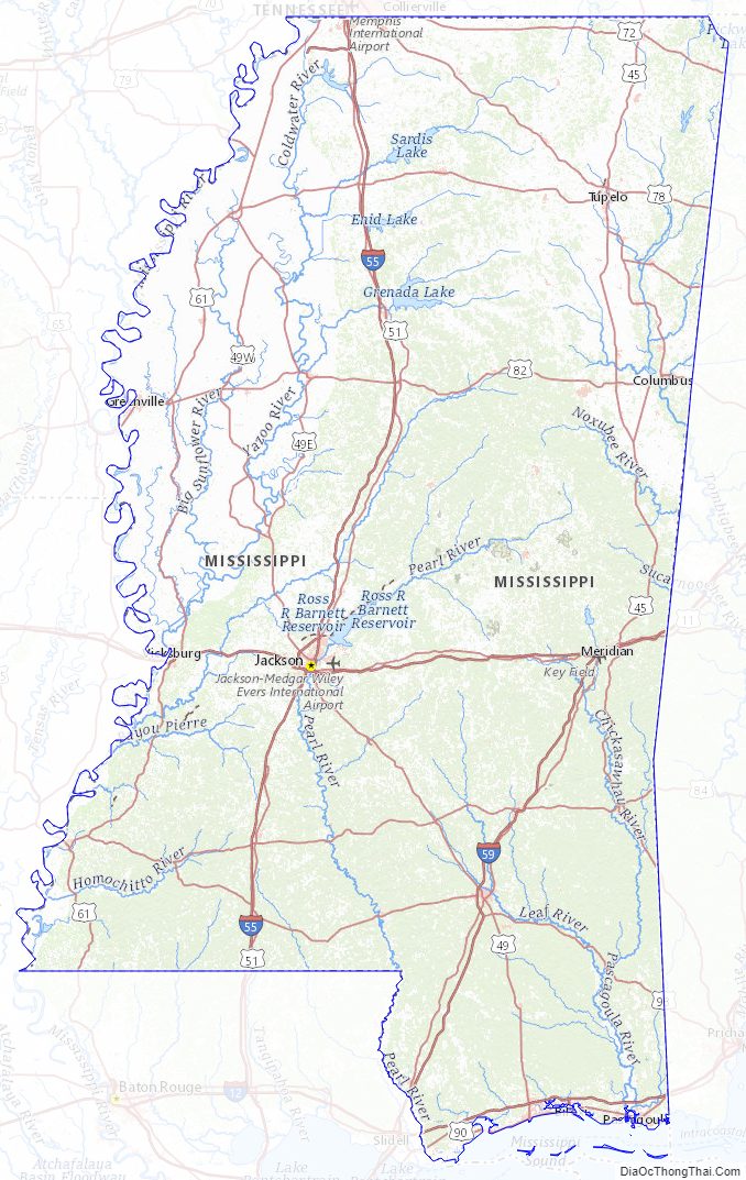 Topographic map of Mississippi v2