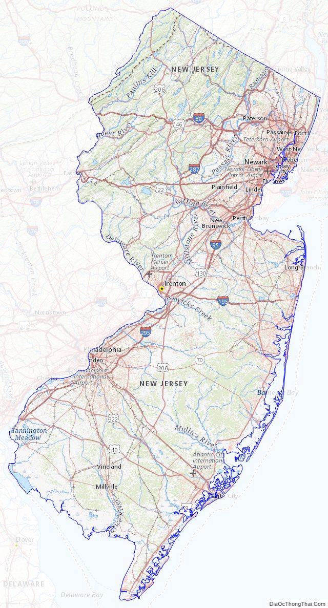 Topographic map of New Jersey v2
