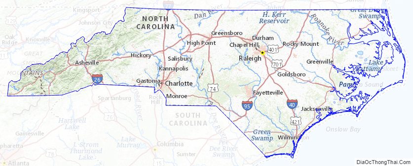 Topographic map of North Carolina v2