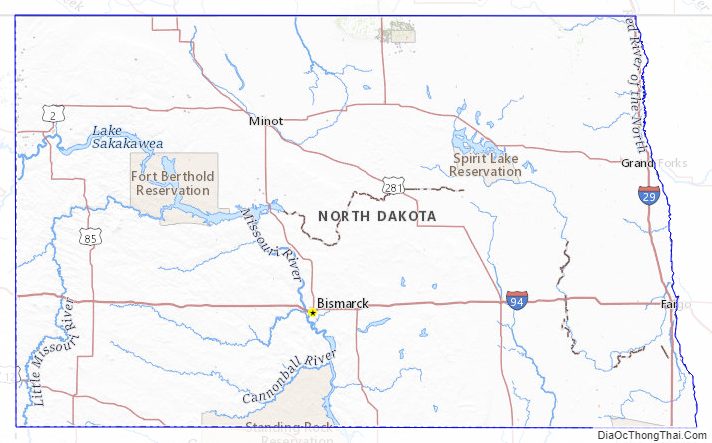 Topographic map of North Dakota v2