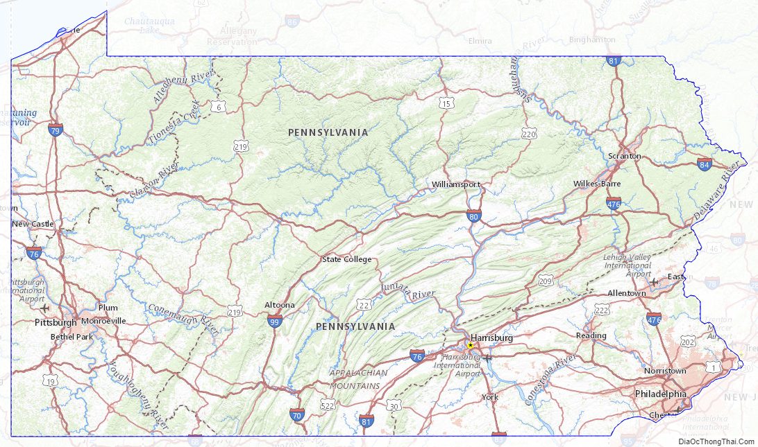 Topographic map of Pennsylvania v2