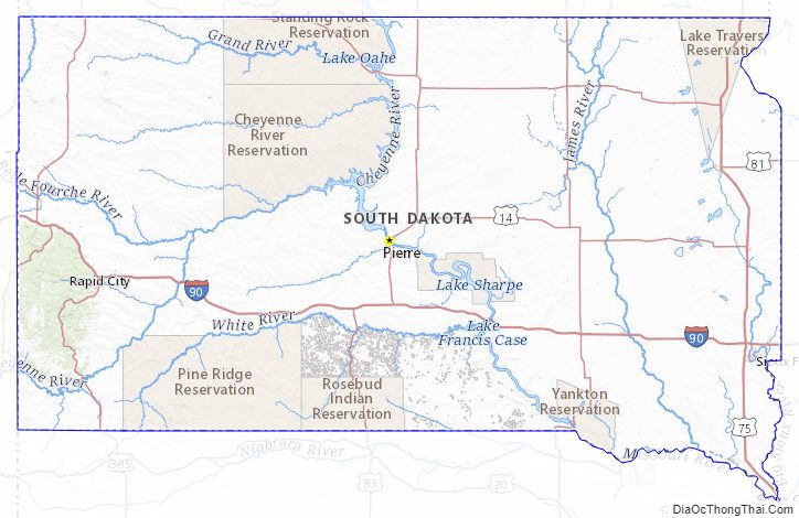 Topographic map of South Dakota v2