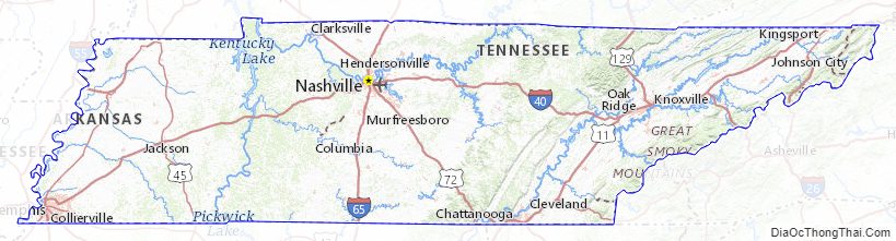 Topographic map of Tennessee