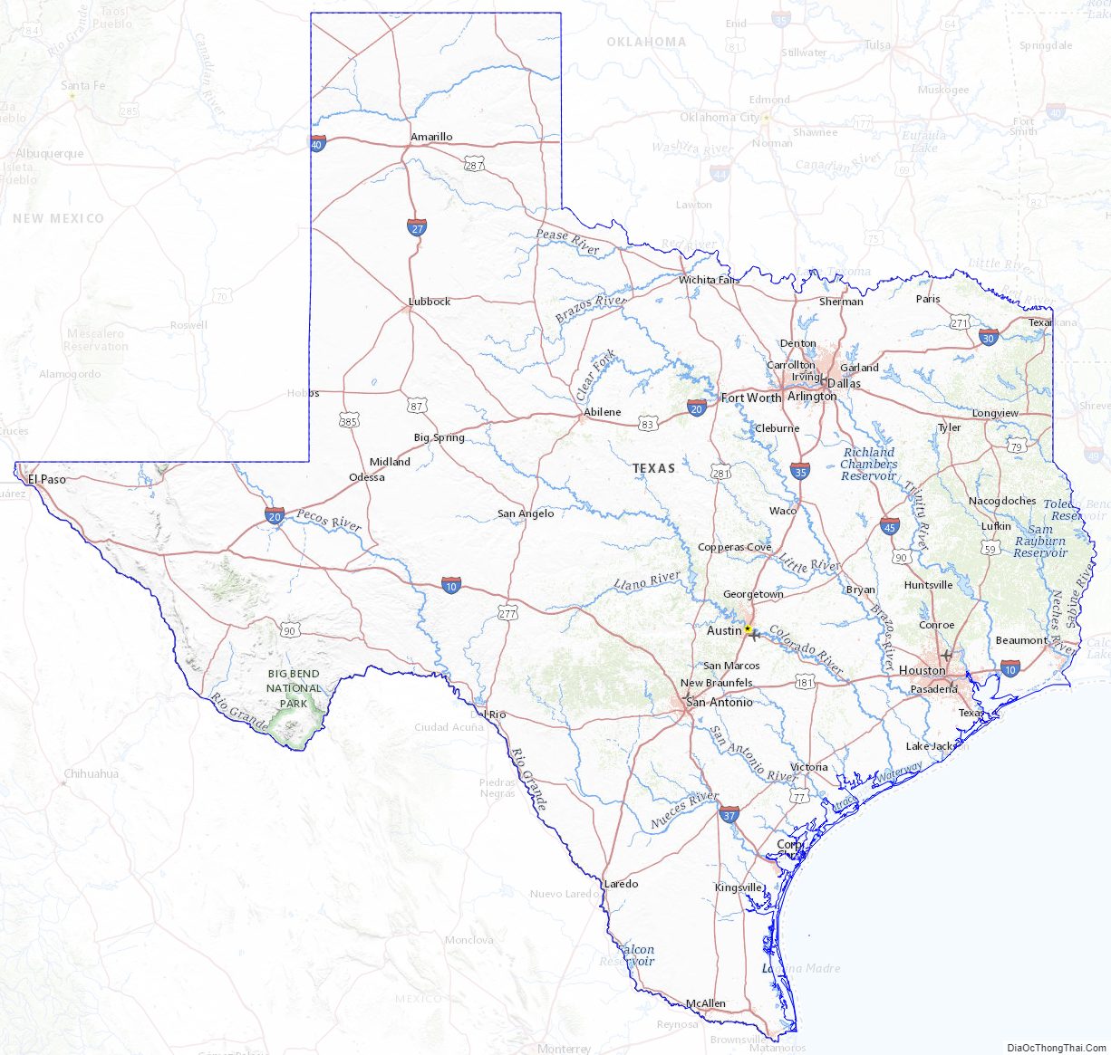 Topographic map of Texas v2