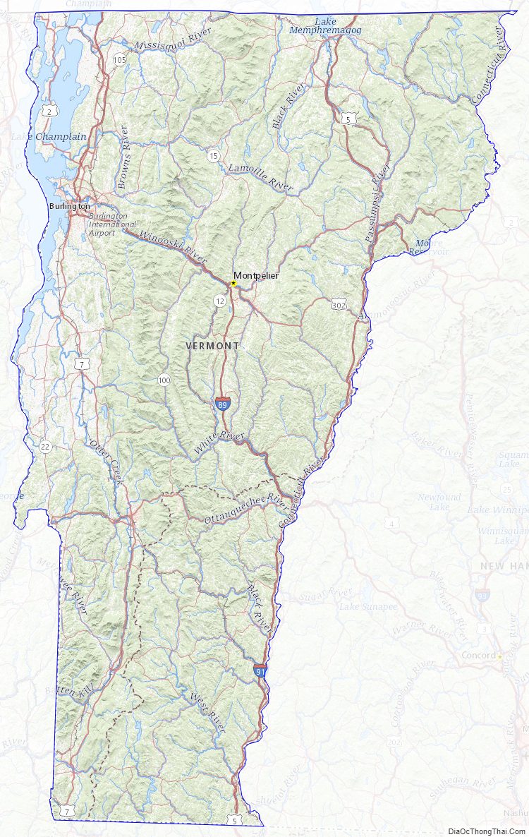 Topographic map of Vermont v2