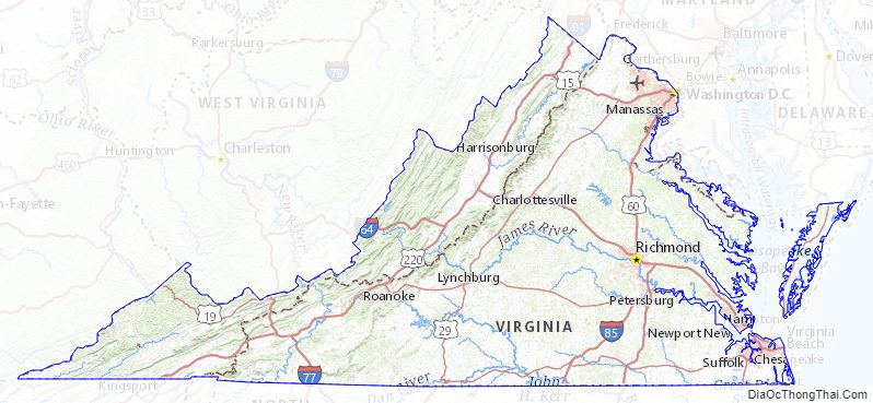 Topographic map of Virginia v2