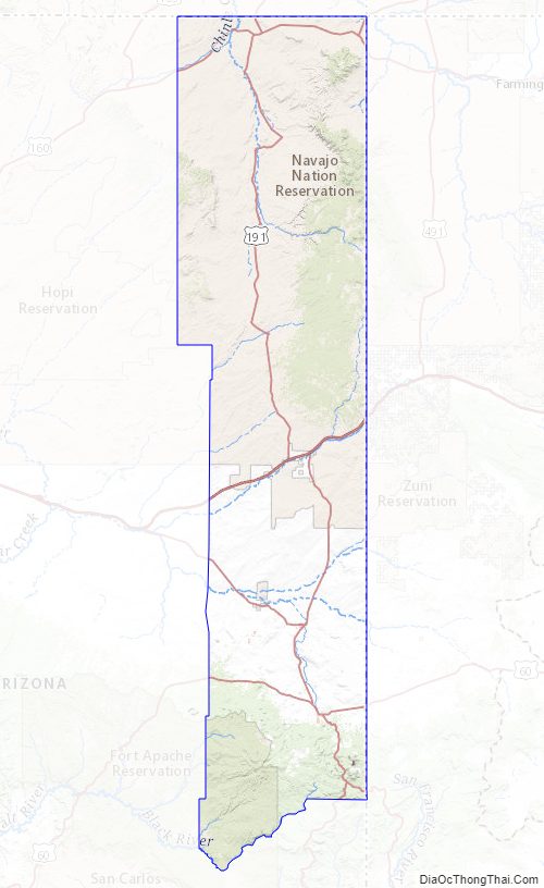 Topographic Map of Apache County, Arizona