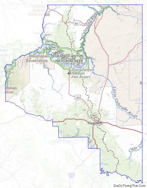 Topographic Map of Coconino County, Arizona