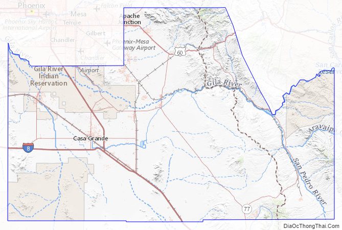 Topographic Map of Pinal County, Arizona