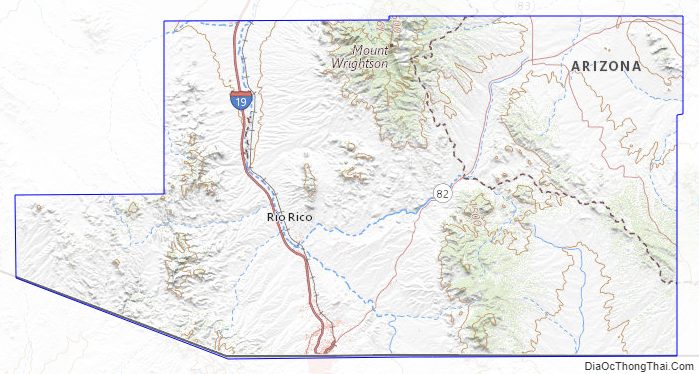 Topographic Map of Santa Cruz County, Arizona