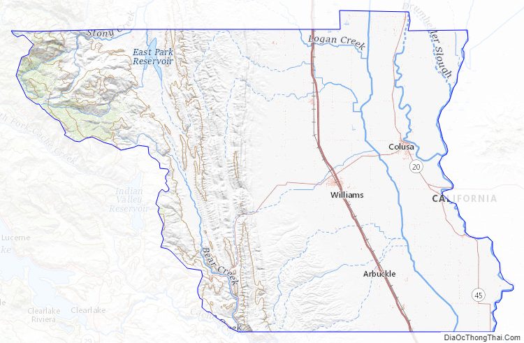 Topographic Map of Colusa County, California