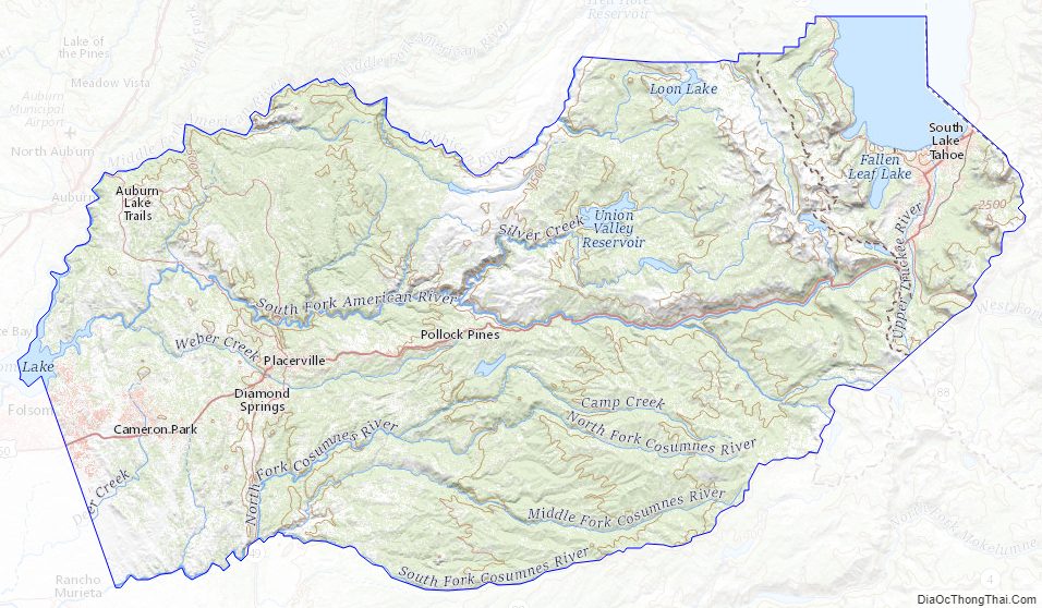 Topographic Map of El Dorado County, California