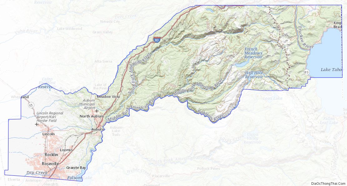 Topographic Map of Placer County, California