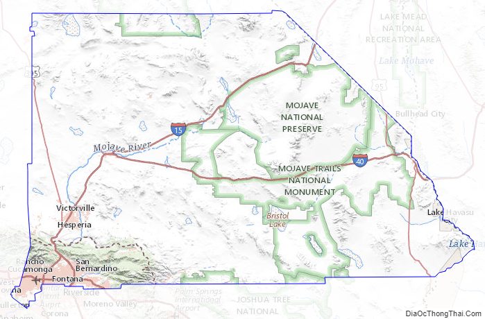 Topographic Map of San Bernardino County, California