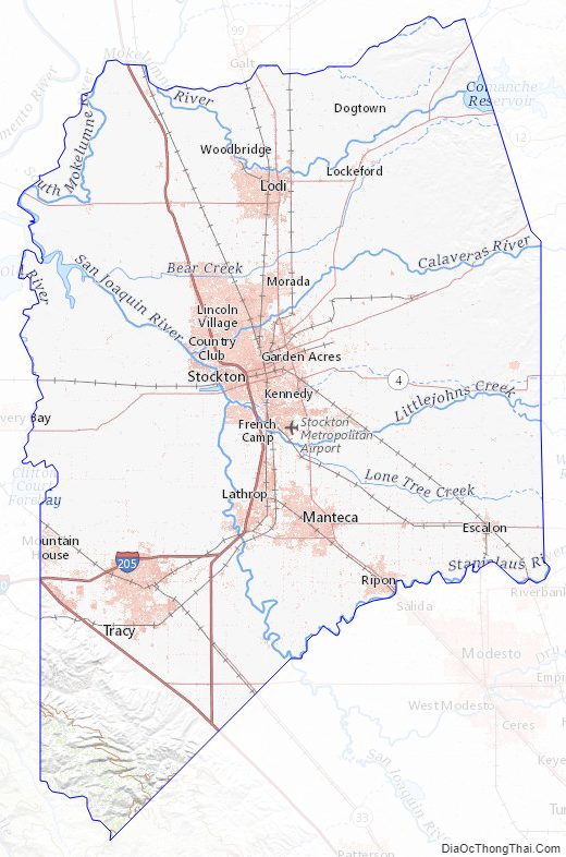 Topographic Map of San Joaquin County, California