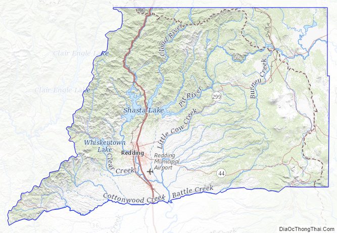 Topographic Map of Shasta County, California