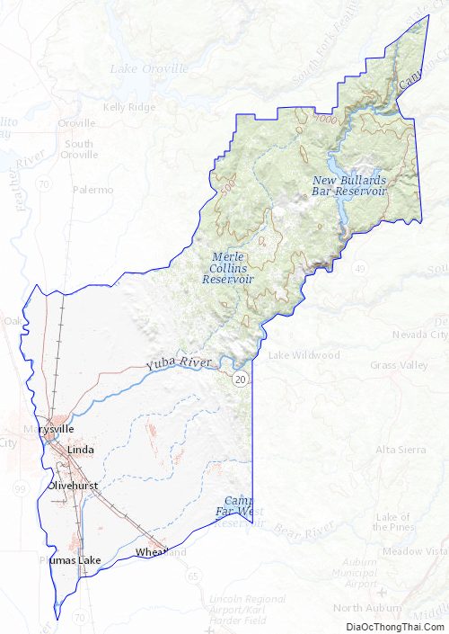 Topographic Map of Yuba County, California