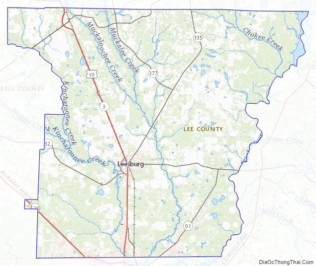 Map of Lee County, Georgia - Thong Thai Real