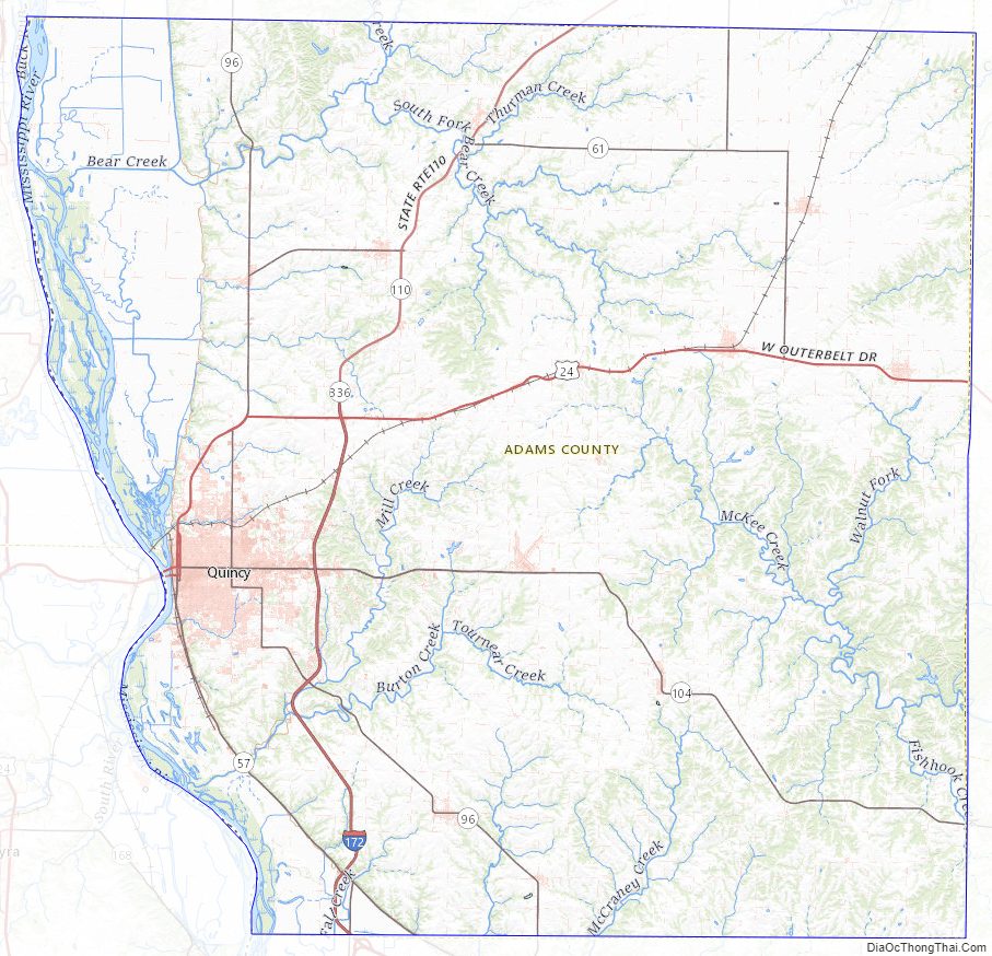 Topographic Map of Adams County, Illinois