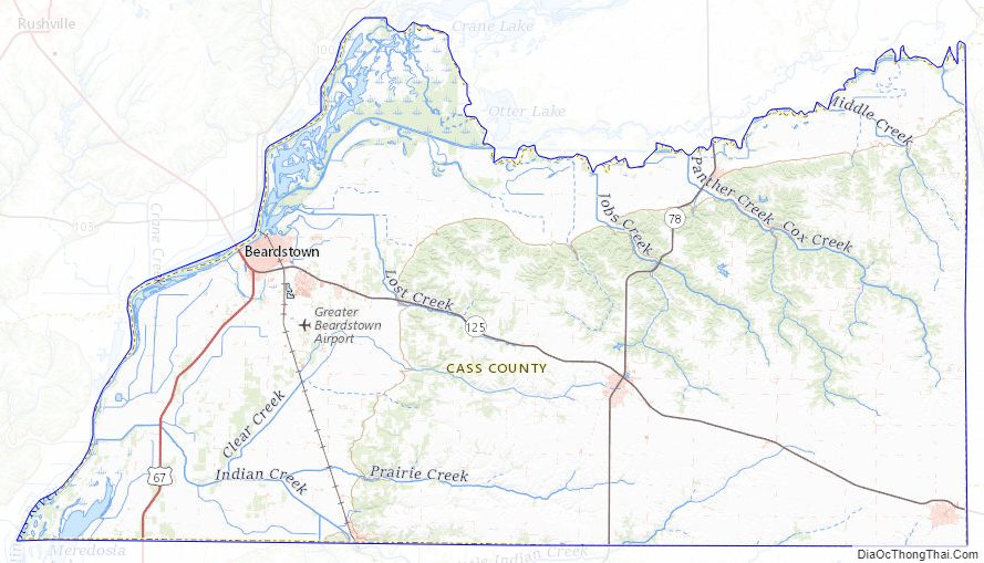 Topographic Map of Cass County, Illinois