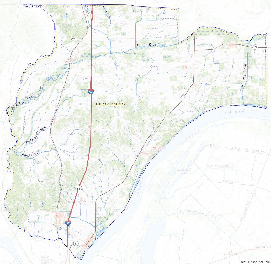 Topographic Map of Pulaski County, Illinois