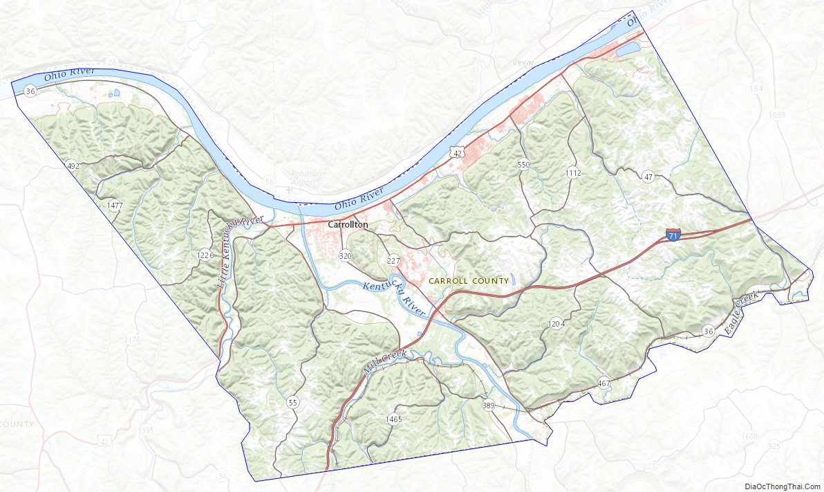 Topographic Map of Carroll County, Kentucky