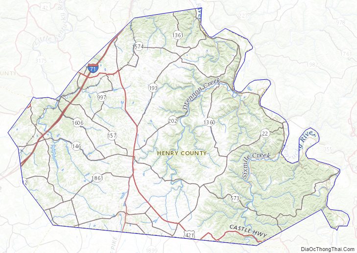 Topographic map of Henry County, Kentucky