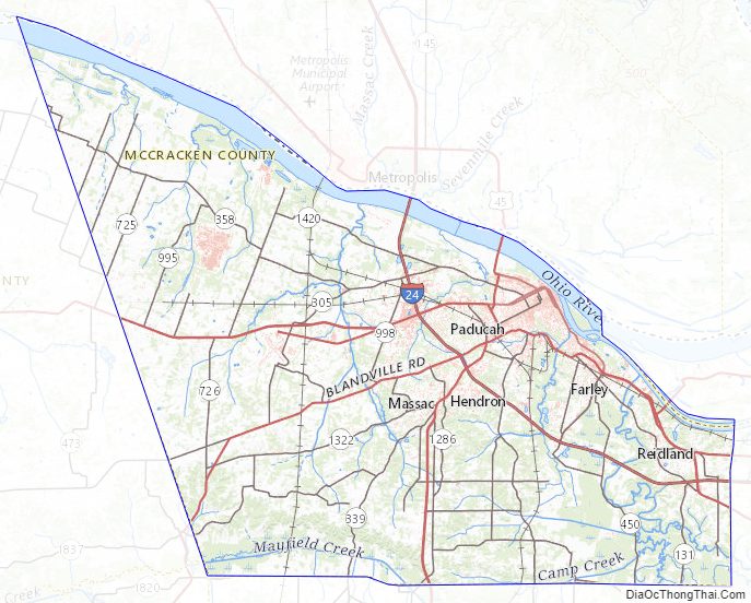 Topographic map of McCracken County, Kentucky
