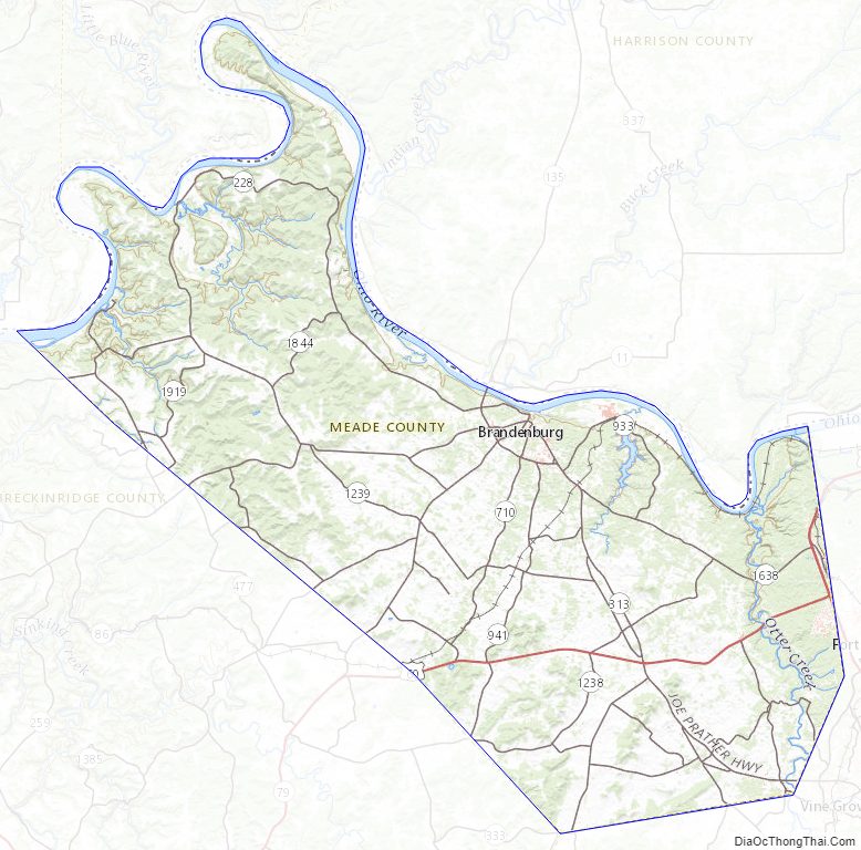 Topographic Map of Meade County, Kentucky