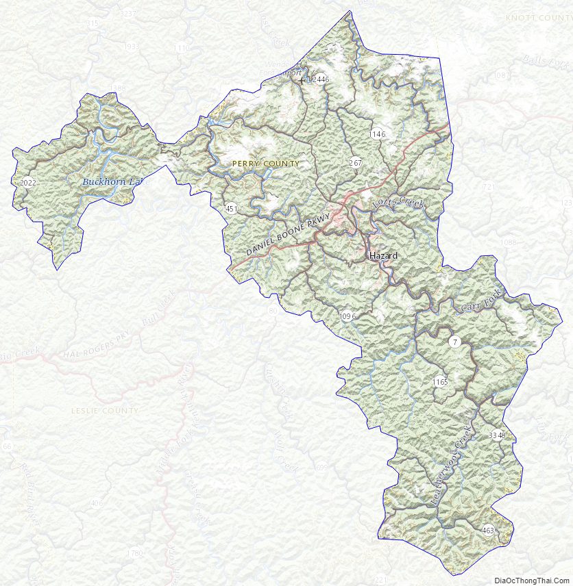 Topographic Map of Perry County, Kentucky