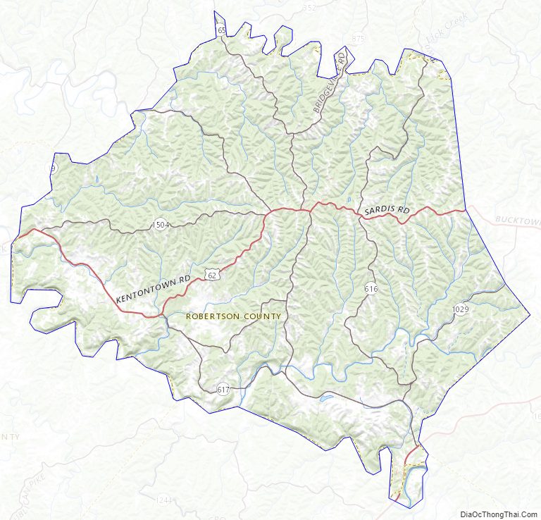 Topographic map of Robertson County, Kentucky