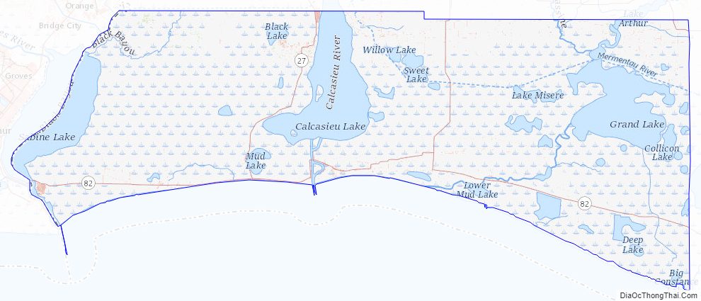 Topographic map of Cameron Parish, Louisiana