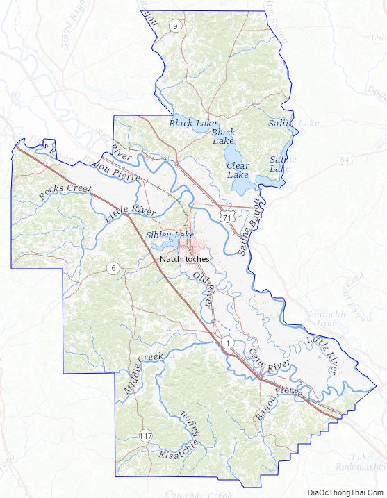 Topographic map of Natchitoches Parish, Louisiana