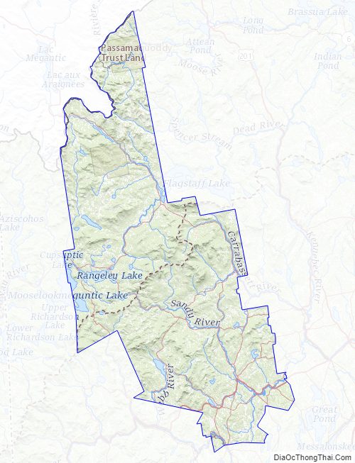 Topographic map of Franklin County, Maine