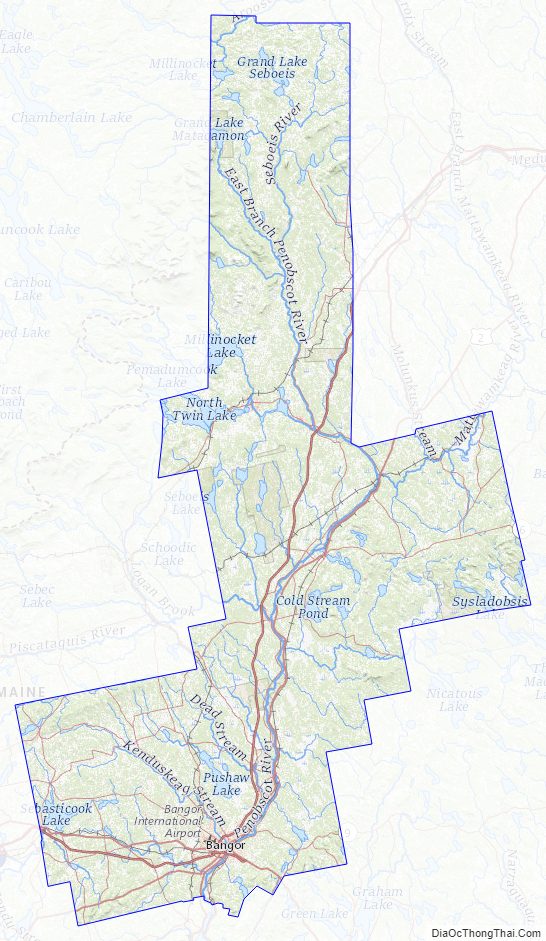 Topographic map of Penobscot County, Maine
