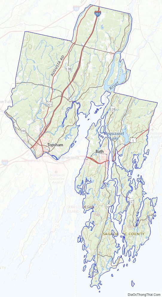 Topographic map of Sagadahoc County, Maine