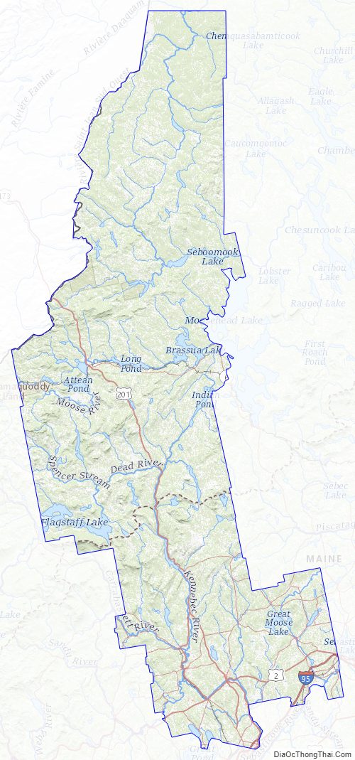 Topographic map of Somerset County, Maine
