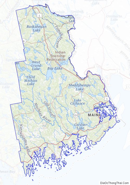 Topographic Map of Washington County, Maine