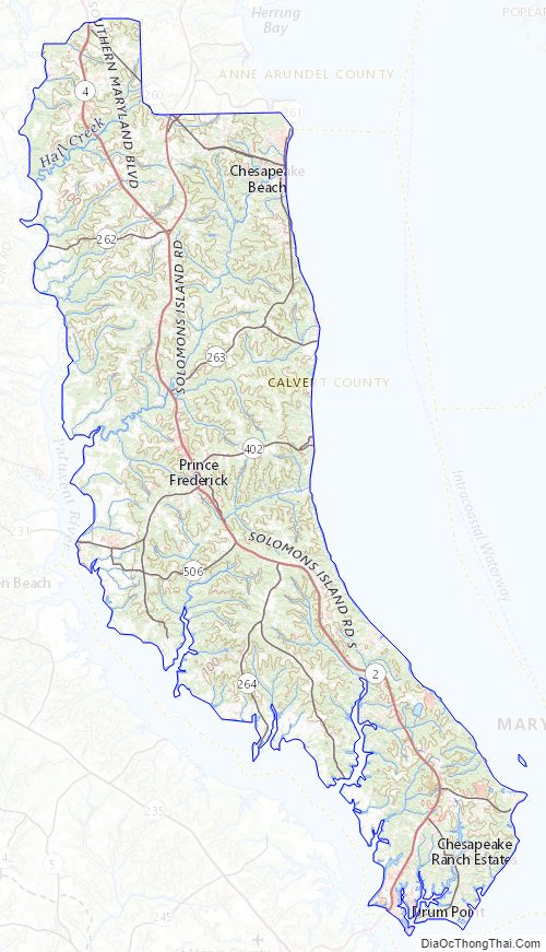 Topographic Map of Calvert County, Maryland