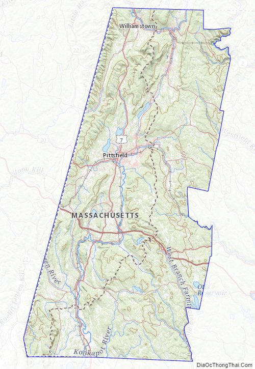 Topographic map of Berkshire County, Massachusetts