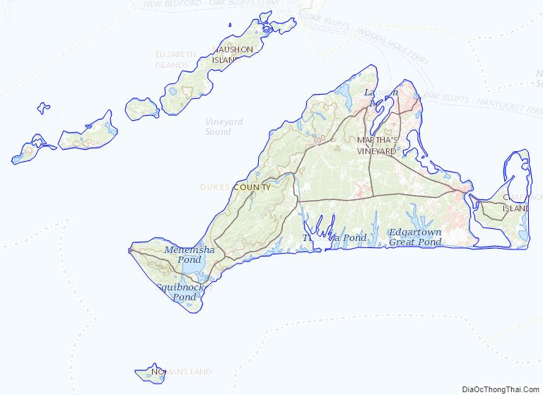Topographic map of Dukes County, Massachusetts
